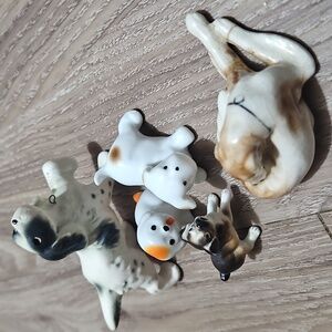 Vintage Dog Figurines Bone China Porcelain Glass Mini Collectible Mid-Century